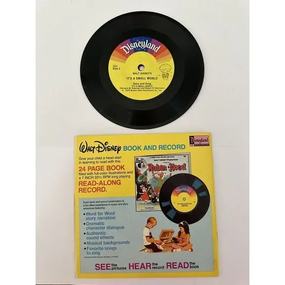 Disney Lot X3 It's a Small World & Mary Poppin 1968Vinyl Record 7" 1977 Cassette